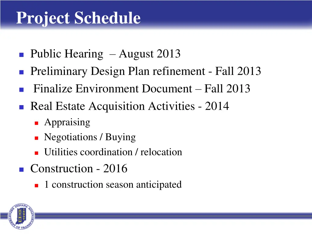 project schedule