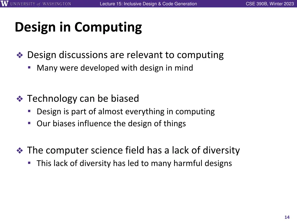 lecture 15 inclusive design code generation 13