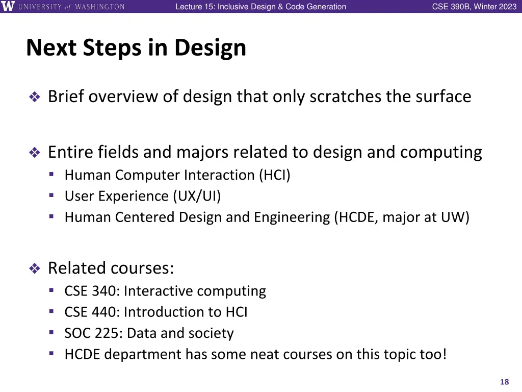 lecture 15 inclusive design code generation 17
