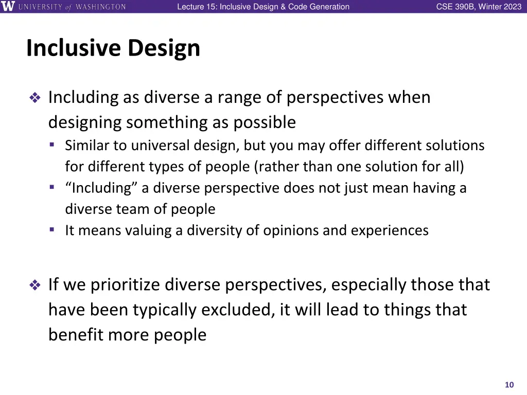 lecture 15 inclusive design code generation 9