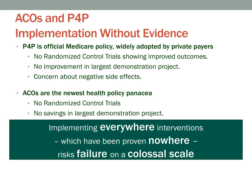 acos and p4p implementation without evidence
