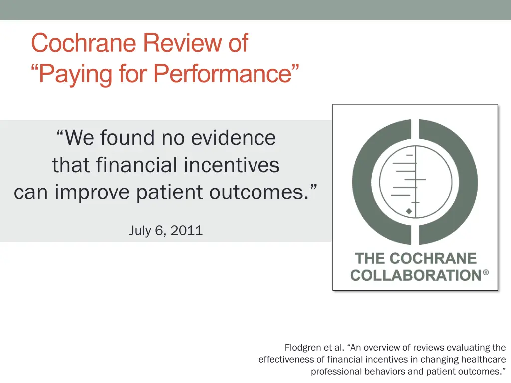 cochrane review of paying for performance