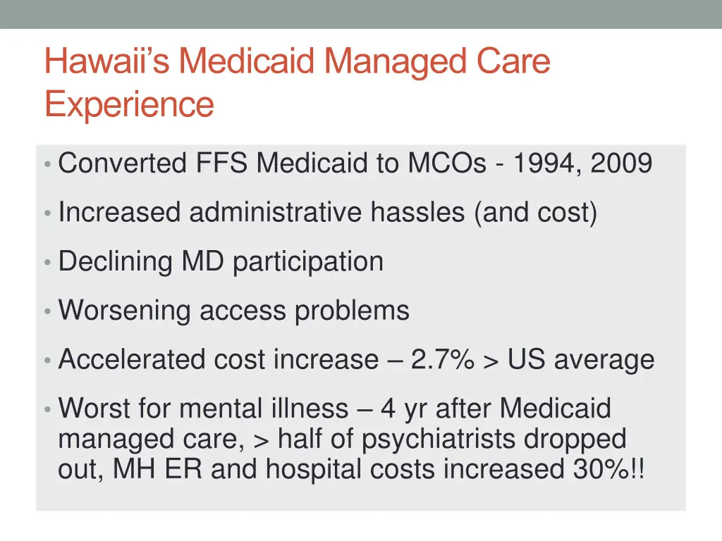 hawaii s medicaid managed care experience