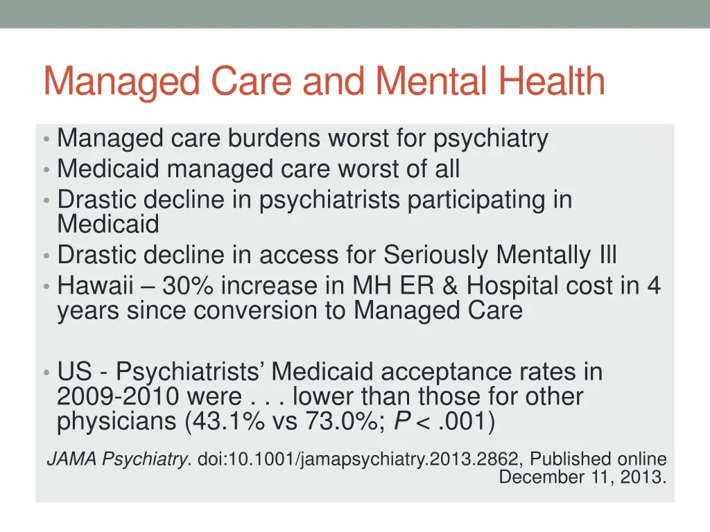 managed care and mental health
