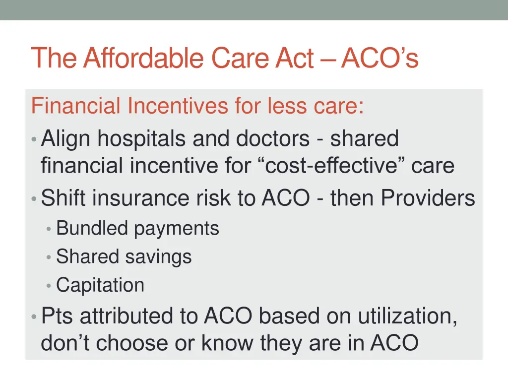 the affordable care act aco s