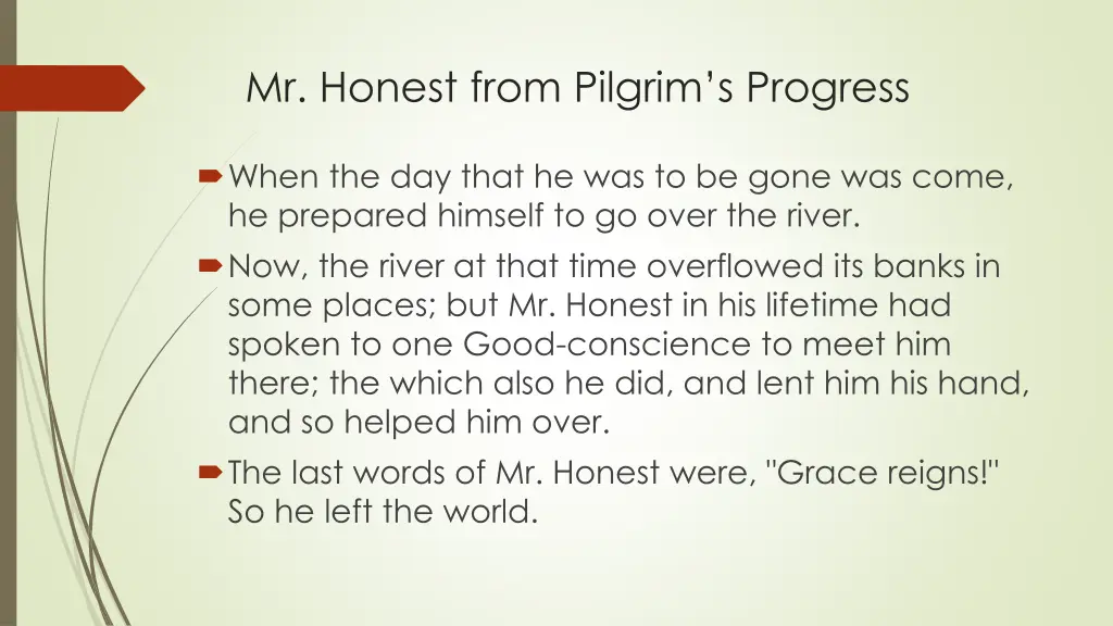mr honest from pilgrim s progress