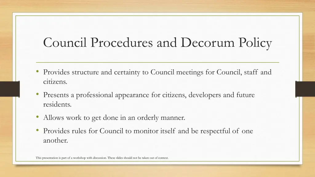 council procedures and decorum policy