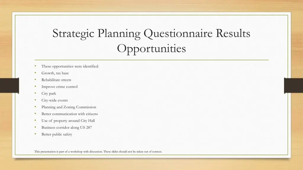 strategic planning questionnaire results 1