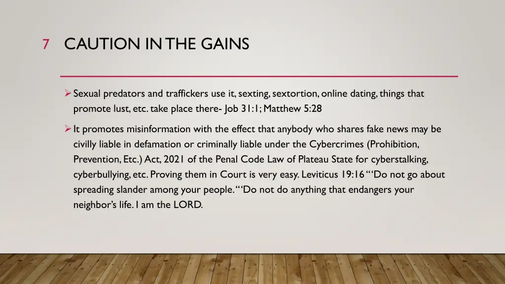 caution in the gains