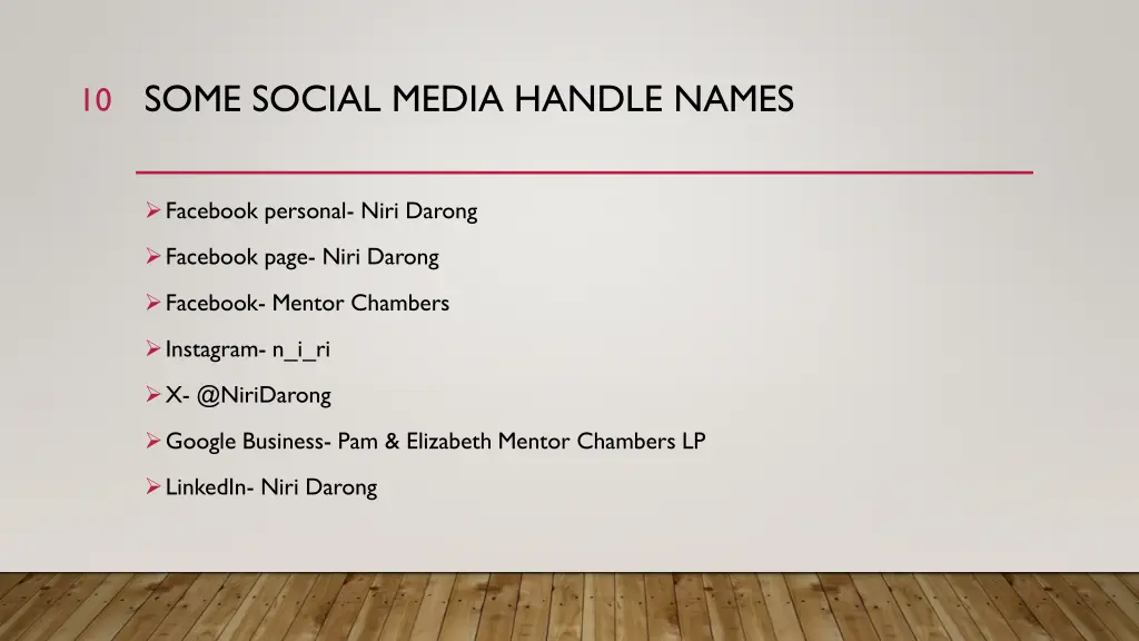 some social media handle names