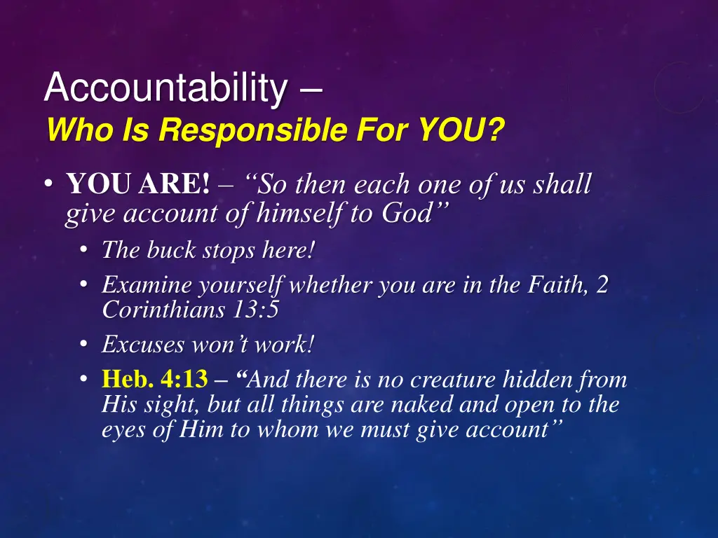 accountability who is responsible for you