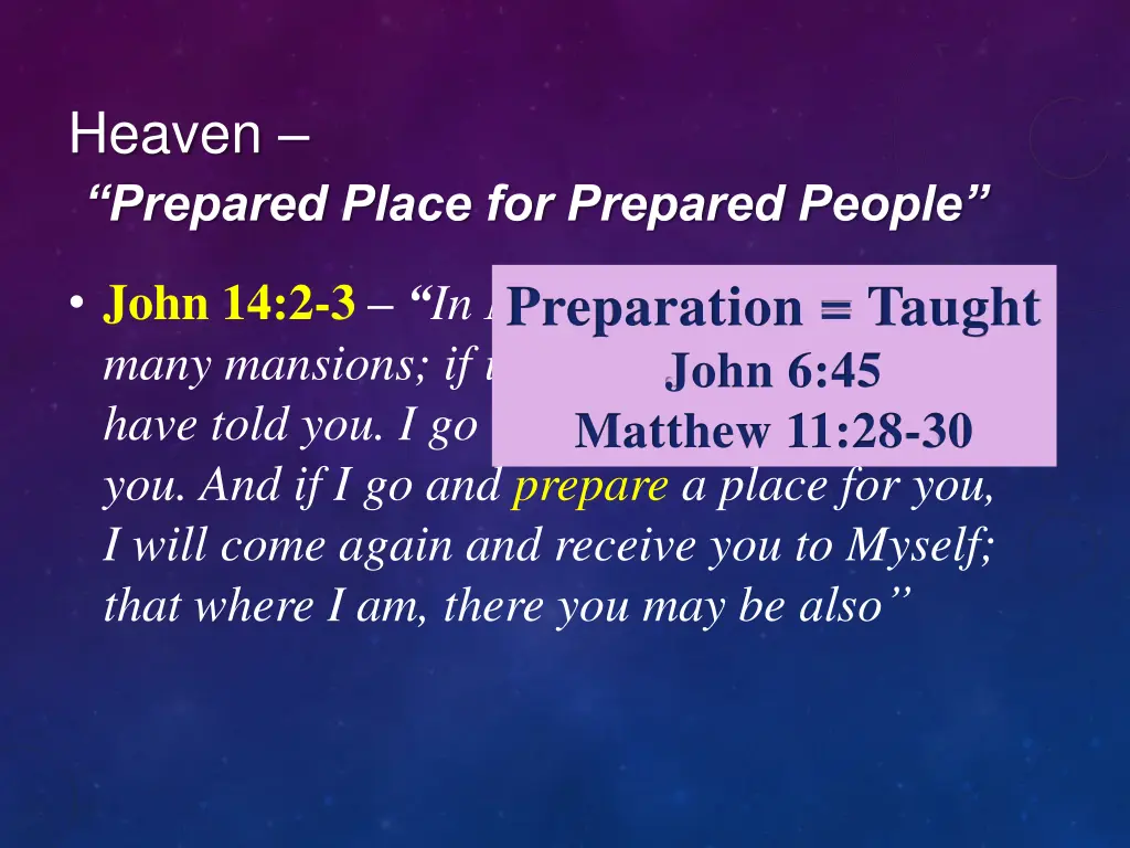 heaven prepared place for prepared people