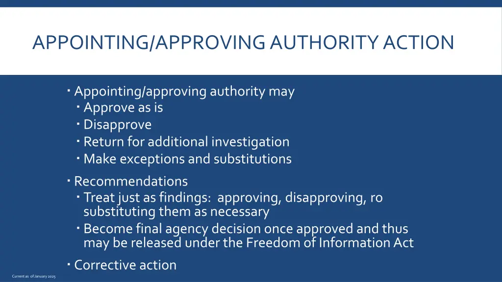 appointing approving authority action