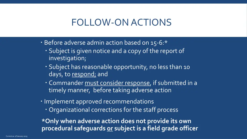 follow on actions