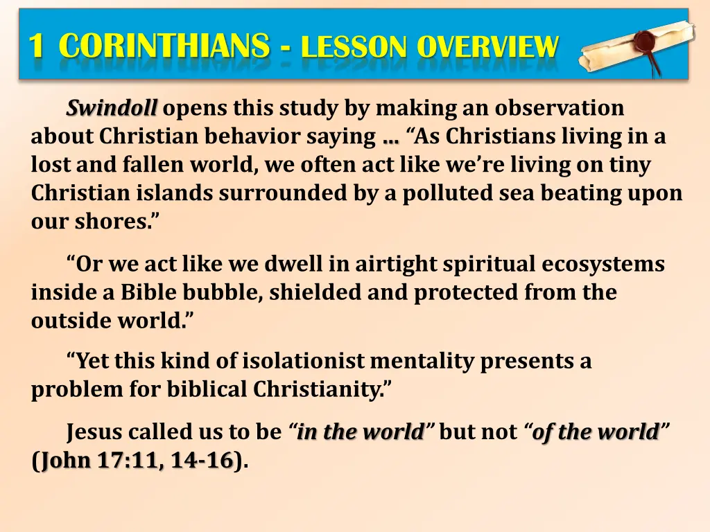 1 corinthians lesson overview