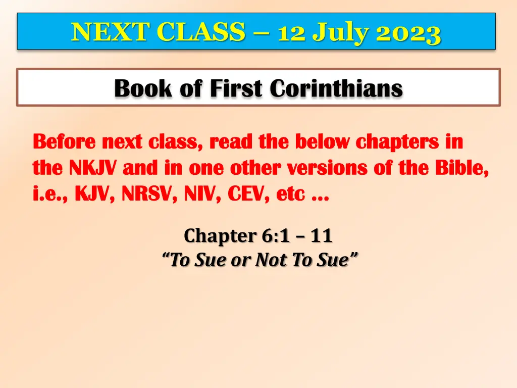 next class 12 july 2023