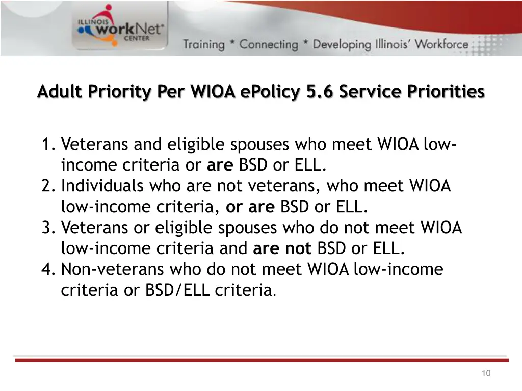 adult priority per wioa epolicy 5 6 service