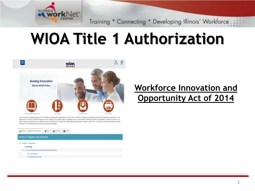 wioa title 1 authorization