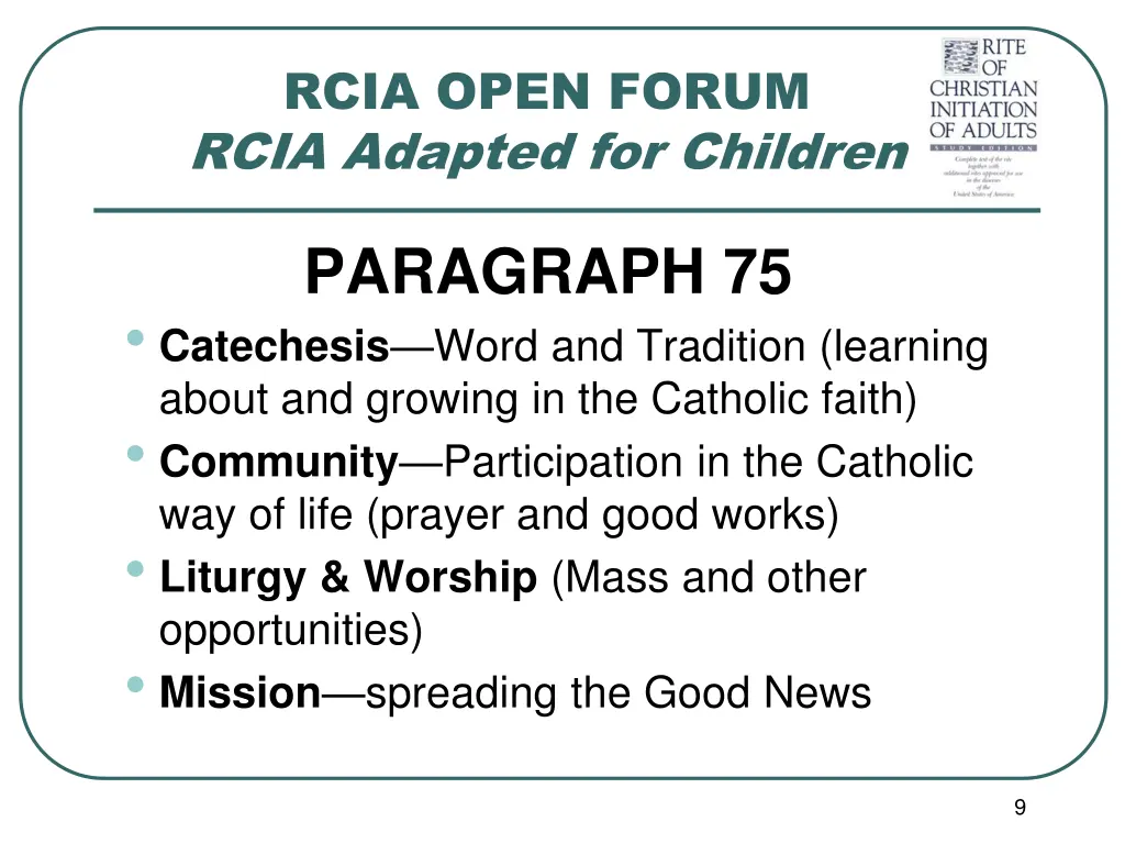 rcia open forum rcia adapted for children 7