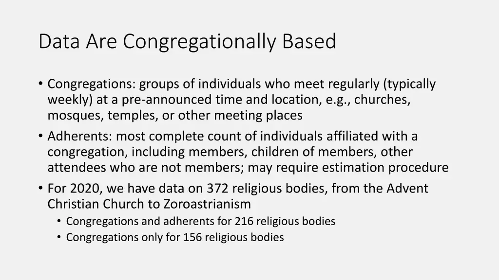 data are congregationally based 1