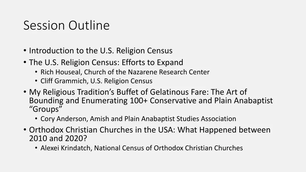 session outline