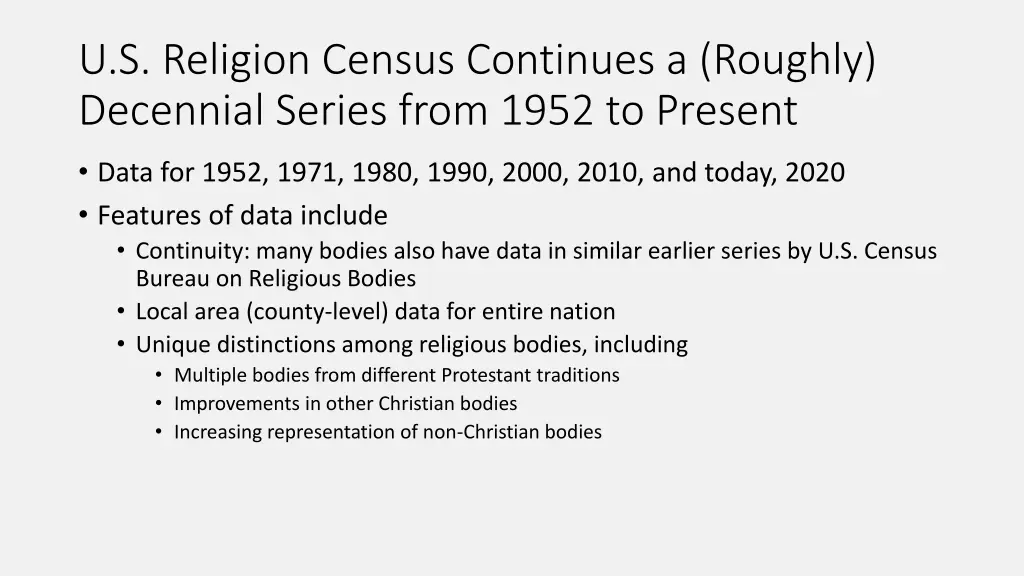 u s religion census continues a roughly decennial