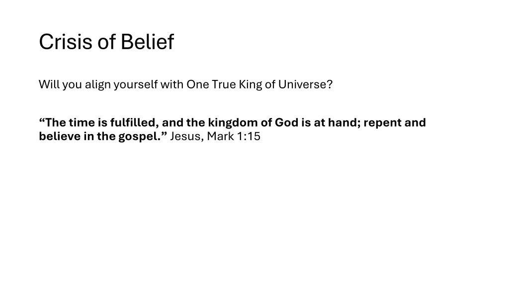 crisis of belief