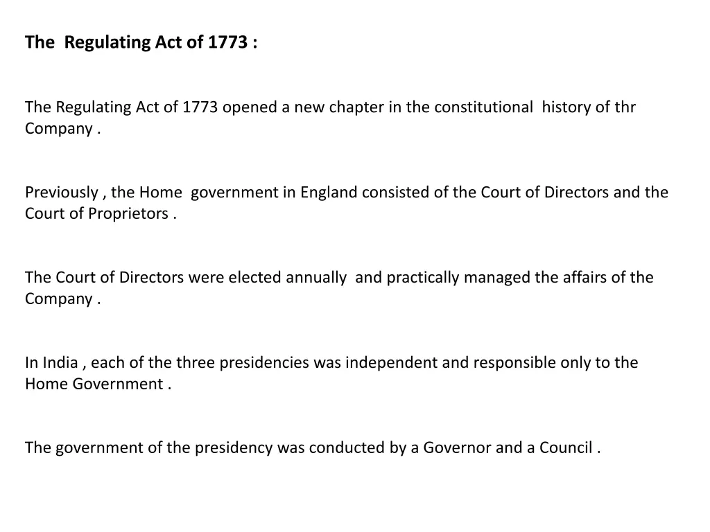 the regulating act of 1773
