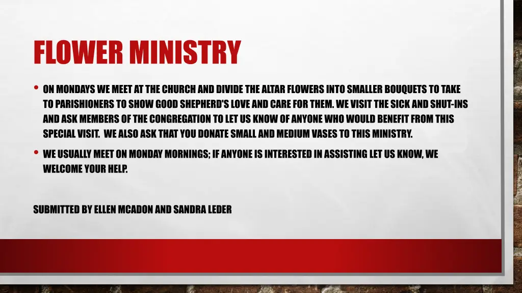 flower ministry