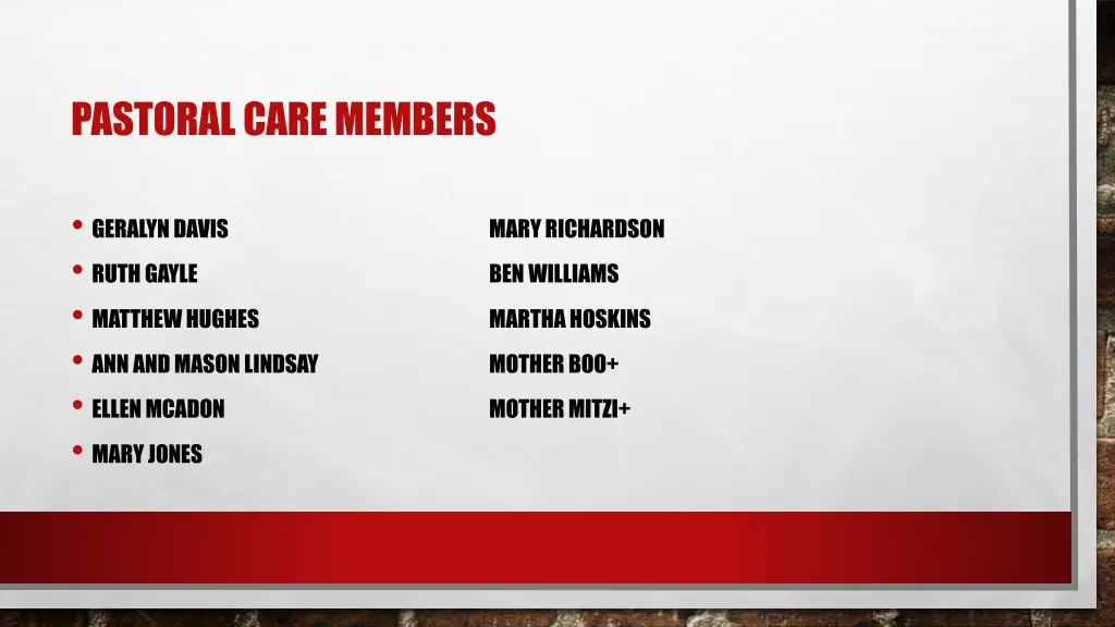 pastoral care members