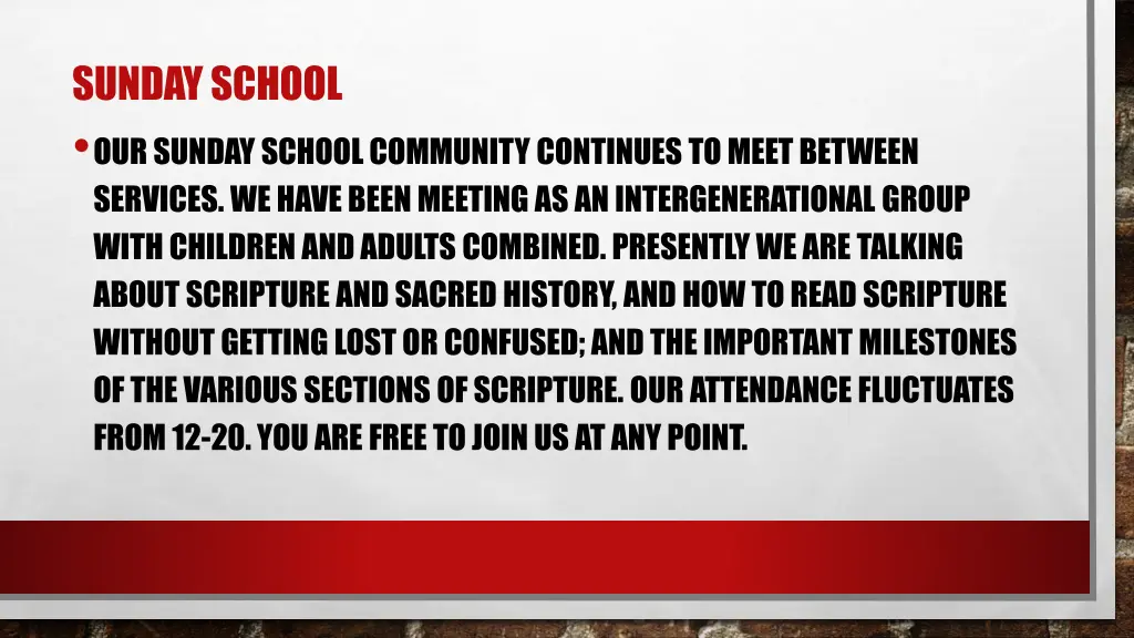 sunday school our sunday school community
