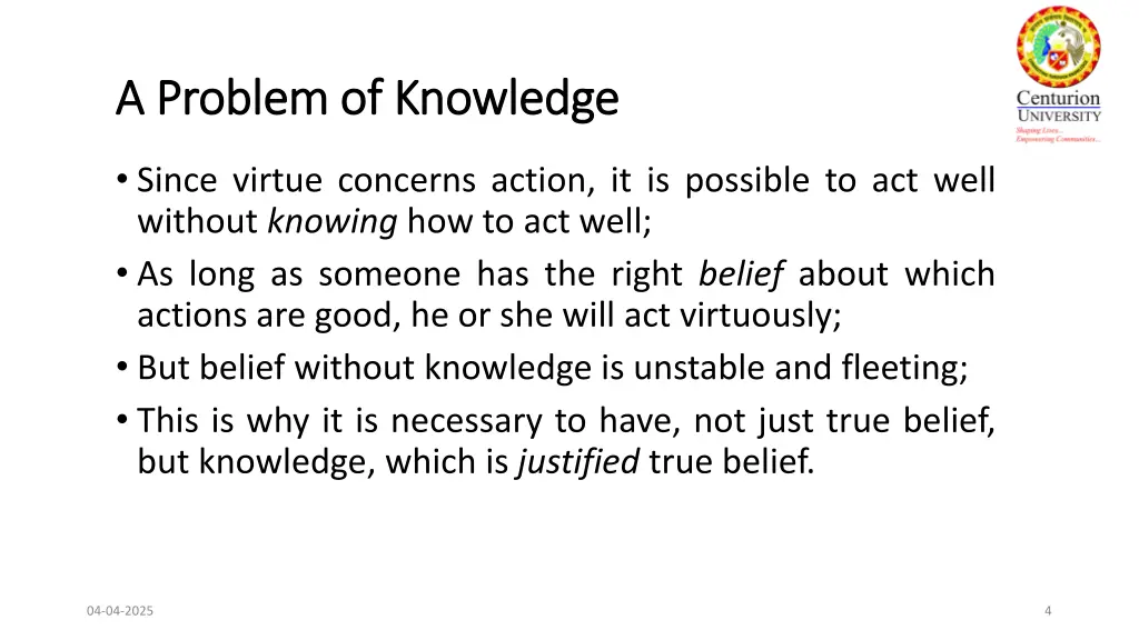 a problem of knowledge a problem of knowledge