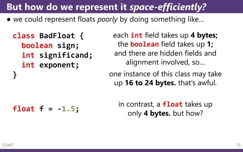 but how do we represent it space efficiently
