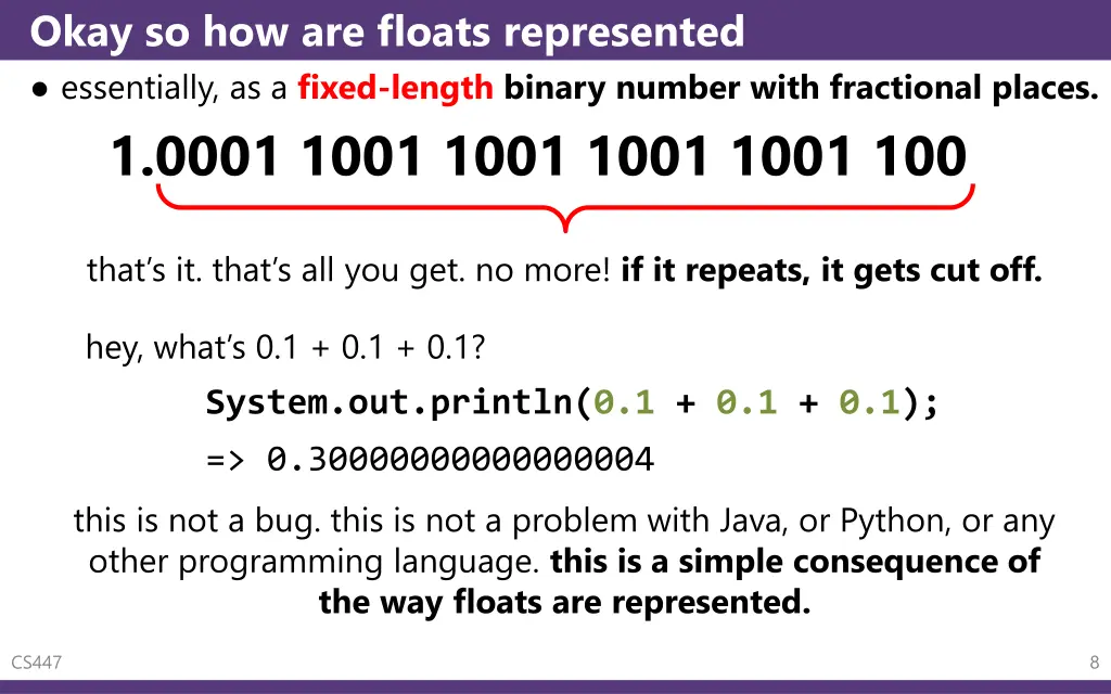 okay so how are floats represented essentially
