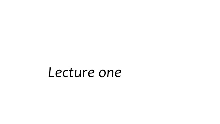 lecture one
