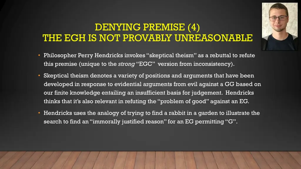 denying premise 4 the egh is not provably 1