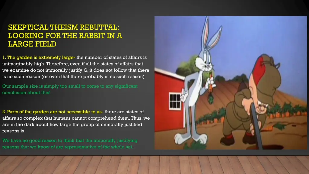 skeptical theism rebuttal looking for the rabbit
