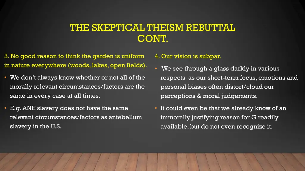 the skeptical theism rebuttal cont