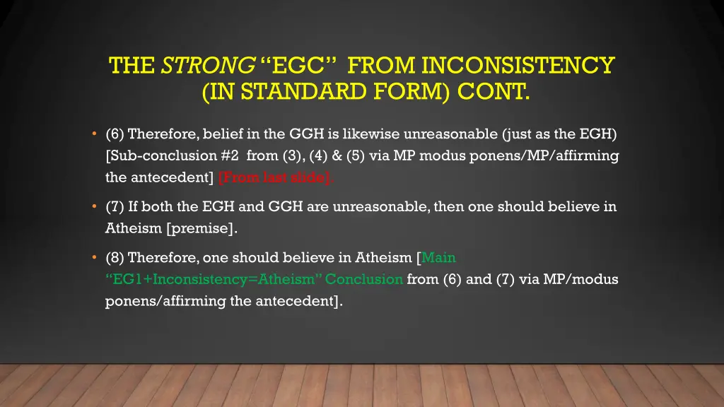 the strong egc from inconsistency in standard