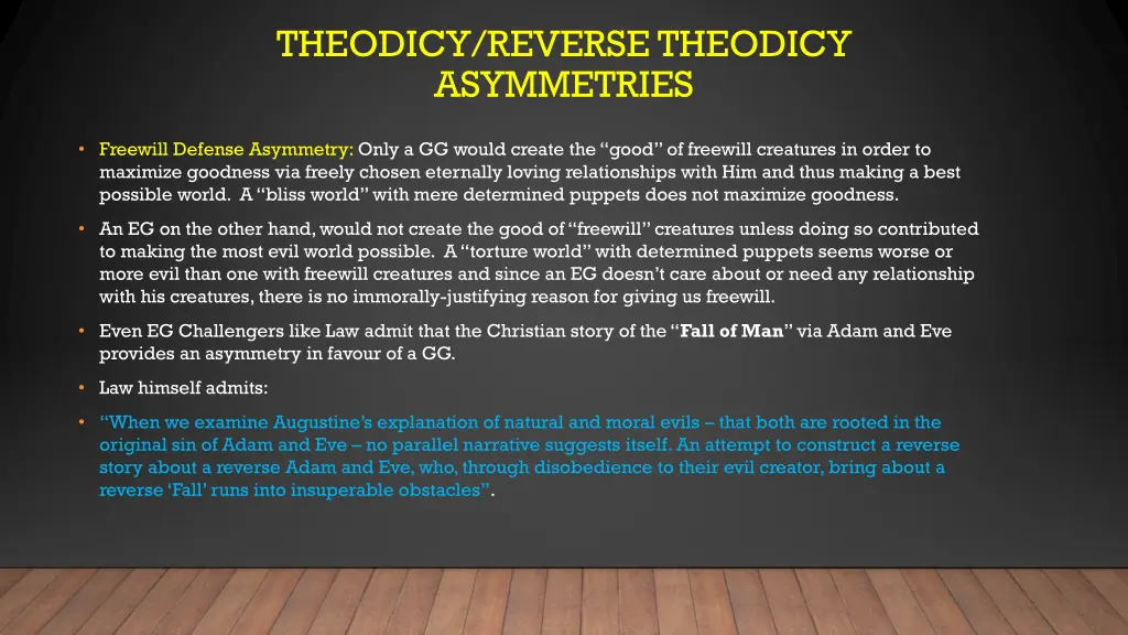 theodicy reverse theodicy asymmetries