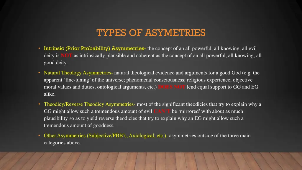 types of asymetries