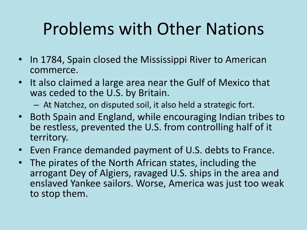 problems with other nations