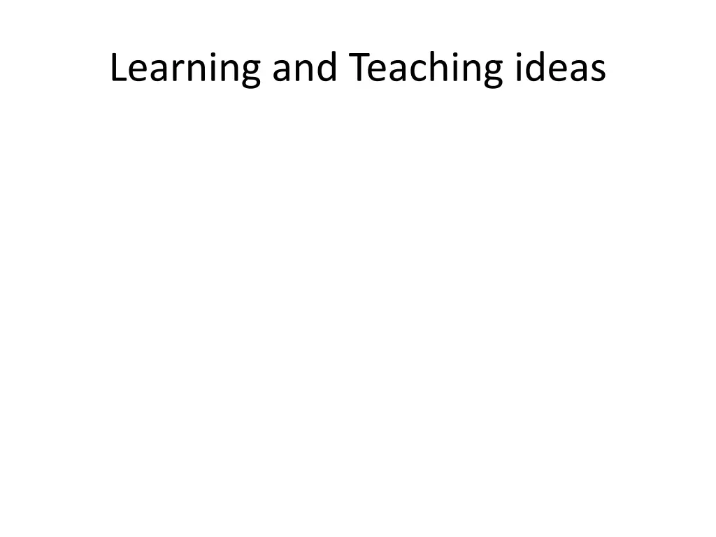 learning and teaching ideas