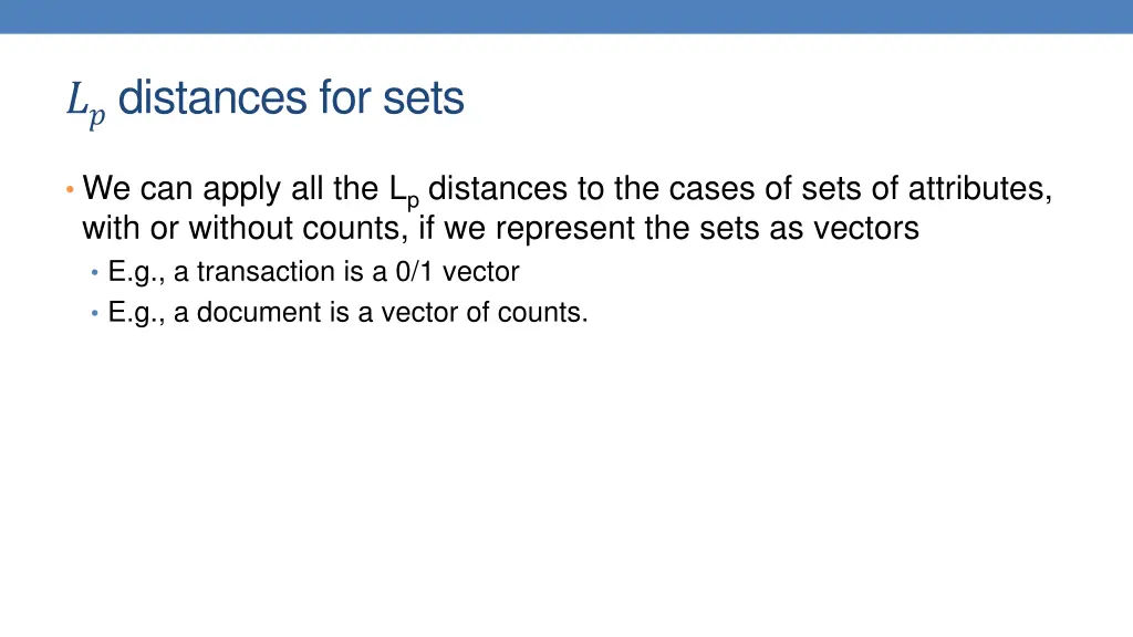 distances for sets