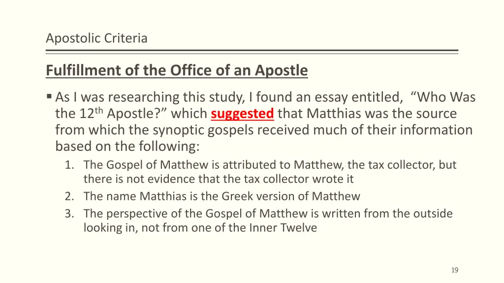 apostolic criteria 6