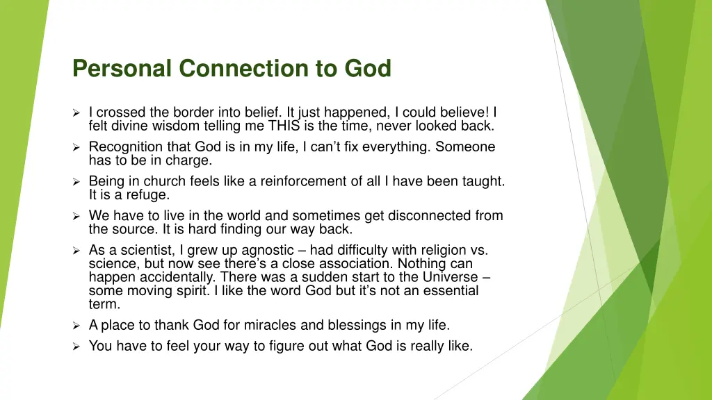 personal connection to god