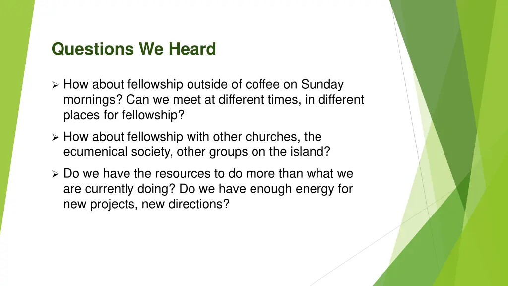 questions we heard 1