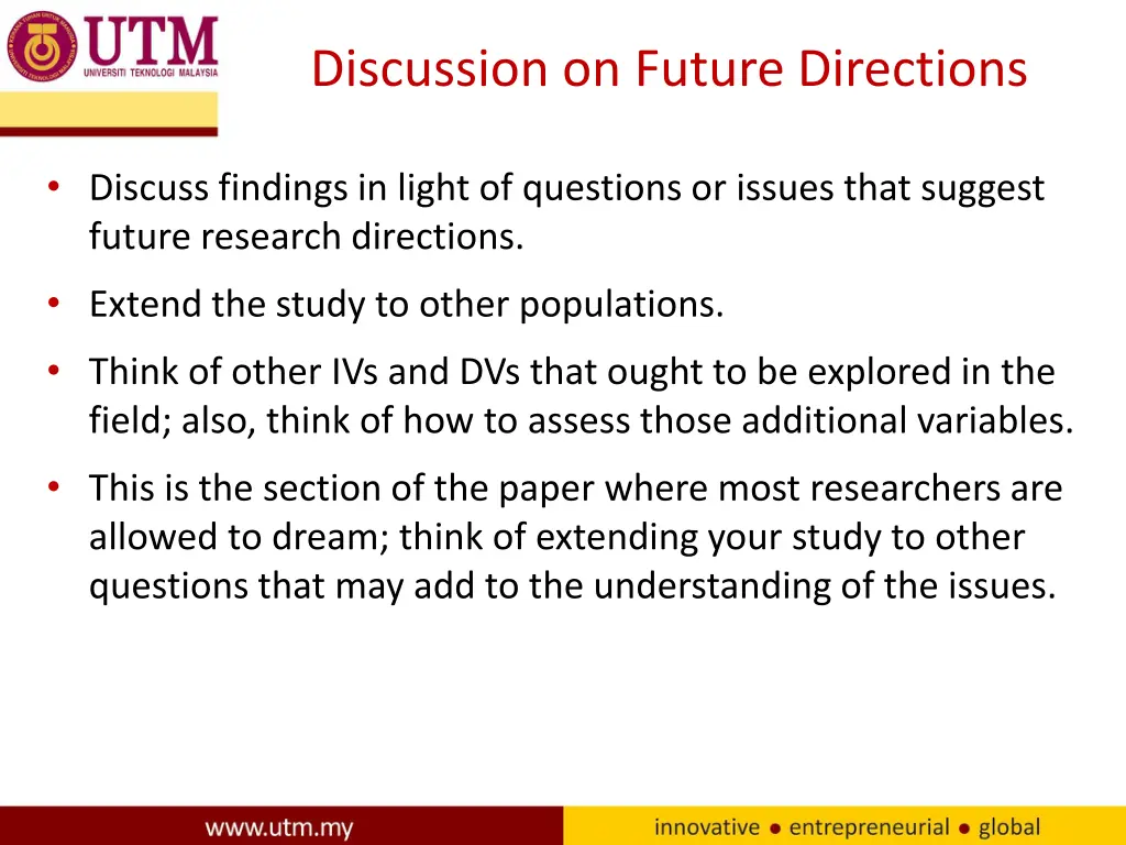discussion on future directions