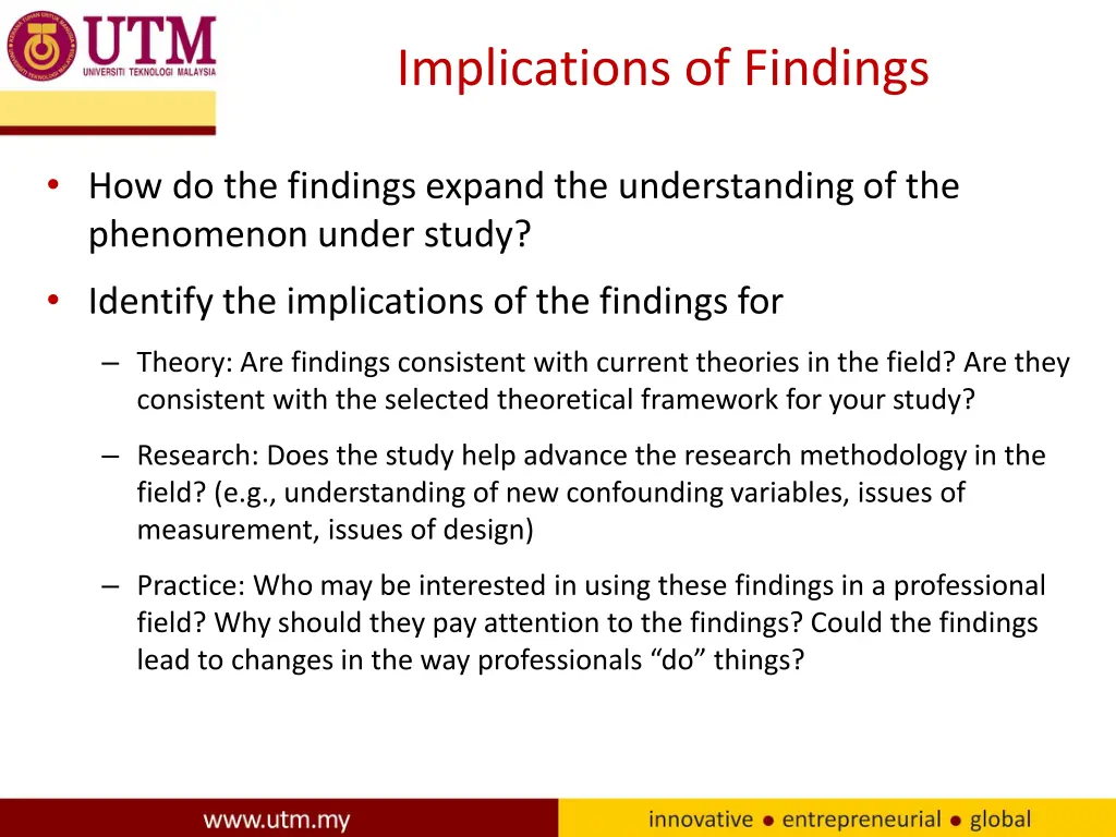 implications of findings