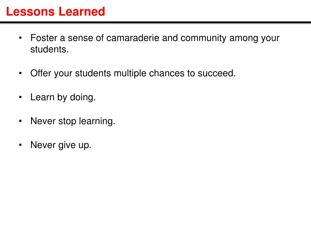 lessons learned 1